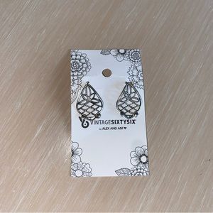 NWT Alex and Ani Filigree Pineapple Earrings Rafaelian Silver